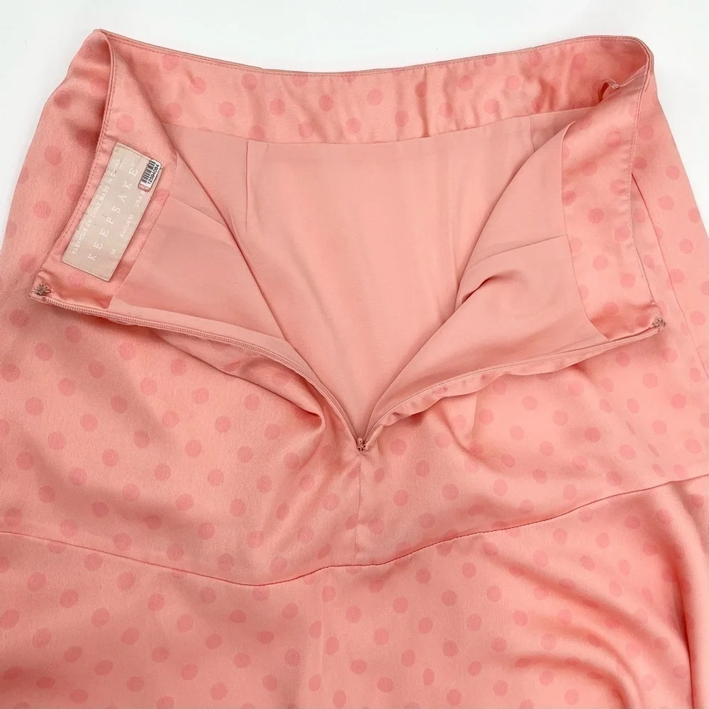 Keepsake The Label Pink Polka Dot Midi Skirt Size Medium